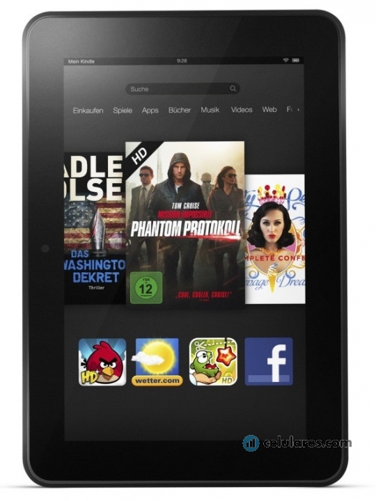 Fotografías Frontal de Tablet Amazon Fire HD 6 Negro. Detalle de la pantalla: Pantalla de inicio