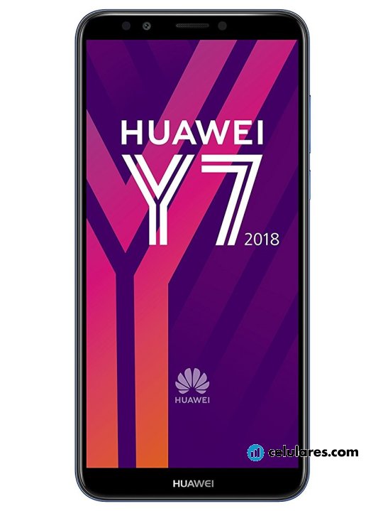 Fotografías Varias vistas de Huawei Y7 (2018) Azul y Dorado y Negro. Detalle de la pantalla: Varias vistas
