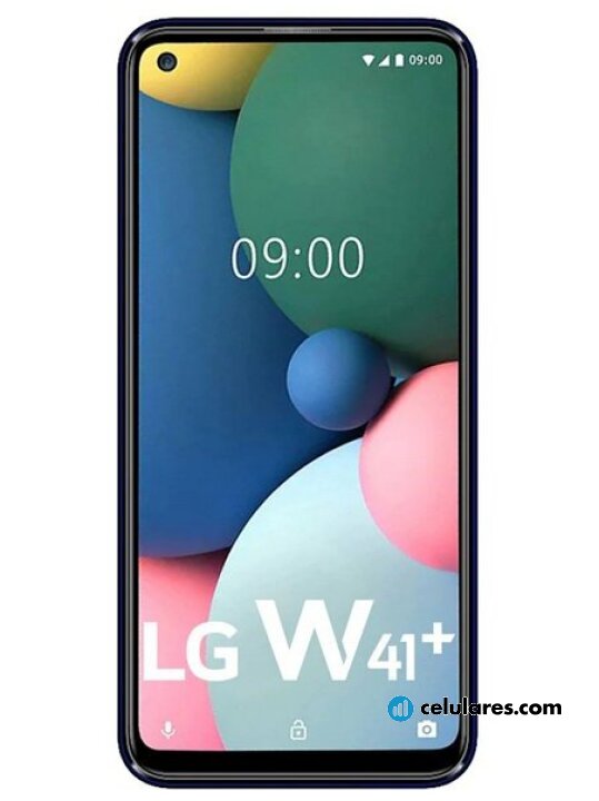 Fotografías Varias vistas de LG W41+ Azul y Azul oscuro. Detalle de la pantalla: Varias vistas