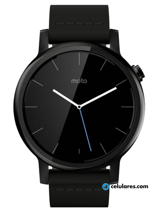 Fotografías Varias vistas de Motorola Moto 360 42mm (2nd gen) Cuero negro y Dorado y Negro y Plata y Rosa. Detalle de la pantalla: Varias vistas