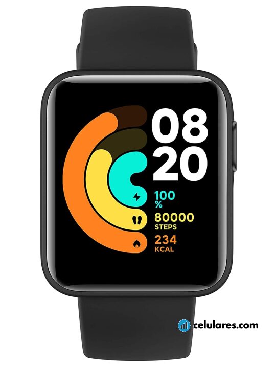 Fotografías Varias vistas de Xiaomi Mi Watch Lite Azul y Negro. Detalle de la pantalla: Varias vistas